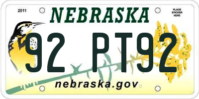NE license plate 92PT92