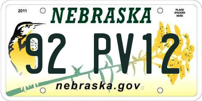 NE license plate 92PV12