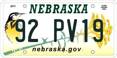 NE license plate 92PV19