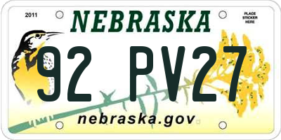 NE license plate 92PV27