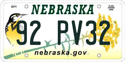 NE license plate 92PV32