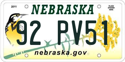 NE license plate 92PV51