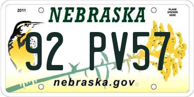 NE license plate 92PV57