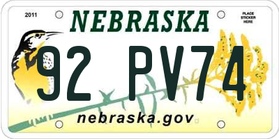 NE license plate 92PV74