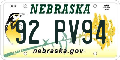 NE license plate 92PV94