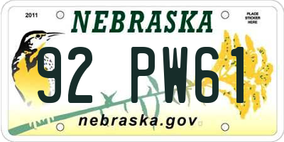 NE license plate 92PW61
