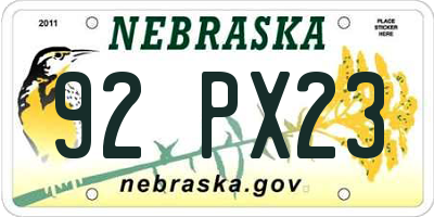 NE license plate 92PX23