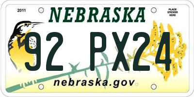 NE license plate 92PX24