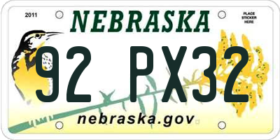 NE license plate 92PX32