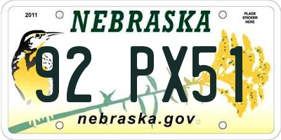 NE license plate 92PX51