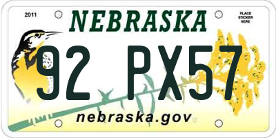 NE license plate 92PX57