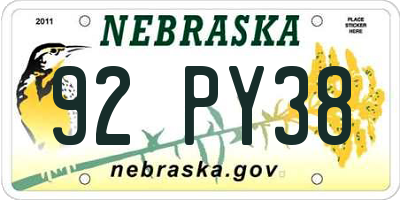 NE license plate 92PY38