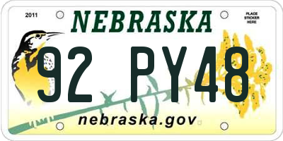 NE license plate 92PY48