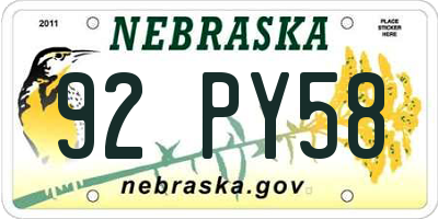 NE license plate 92PY58