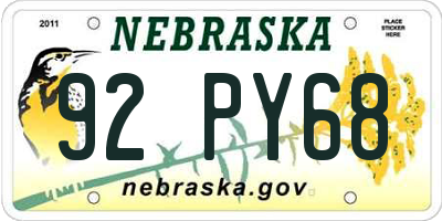 NE license plate 92PY68