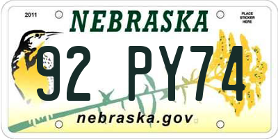 NE license plate 92PY74