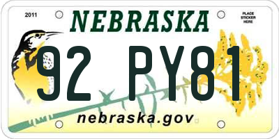 NE license plate 92PY81