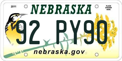 NE license plate 92PY90