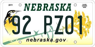 NE license plate 92PZ01