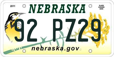 NE license plate 92PZ29