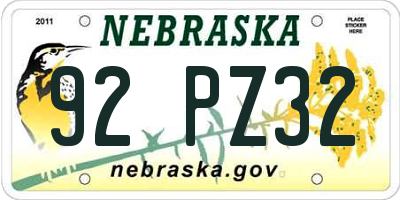 NE license plate 92PZ32