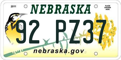 NE license plate 92PZ37