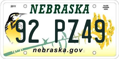 NE license plate 92PZ49