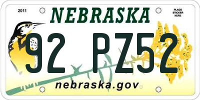 NE license plate 92PZ52