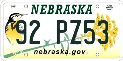 NE license plate 92PZ53