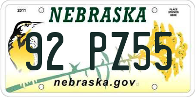 NE license plate 92PZ55