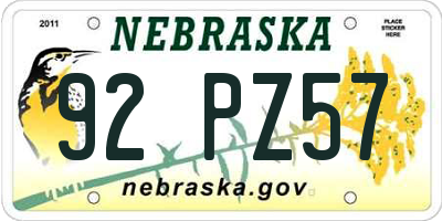 NE license plate 92PZ57