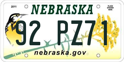 NE license plate 92PZ71