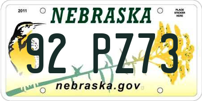 NE license plate 92PZ73