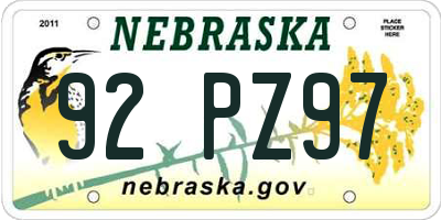 NE license plate 92PZ97