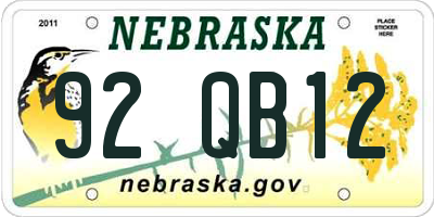 NE license plate 92QB12