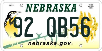 NE license plate 92QB56