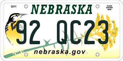 NE license plate 92QC23