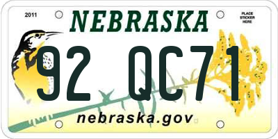 NE license plate 92QC71