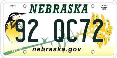 NE license plate 92QC72