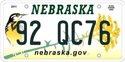 NE license plate 92QC76