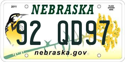 NE license plate 92QD97