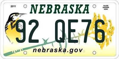 NE license plate 92QE76