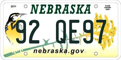 NE license plate 92QE97
