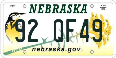 NE license plate 92QF49