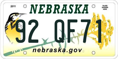 NE license plate 92QF71