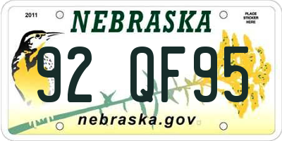 NE license plate 92QF95
