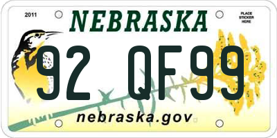 NE license plate 92QF99