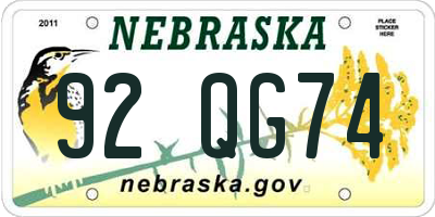 NE license plate 92QG74