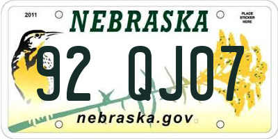 NE license plate 92QJ07