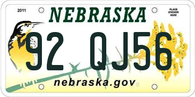 NE license plate 92QJ56
